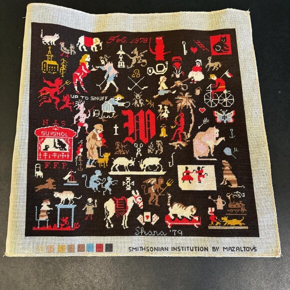 Rare Vintage 1979 Needlepoint Finished